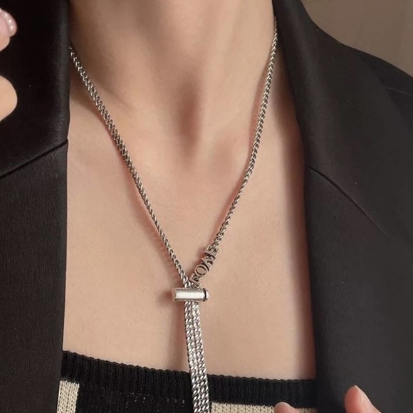 Sterling Silver Love Tassel Necklace Bracelet Matching Set - Picture 6 of 10